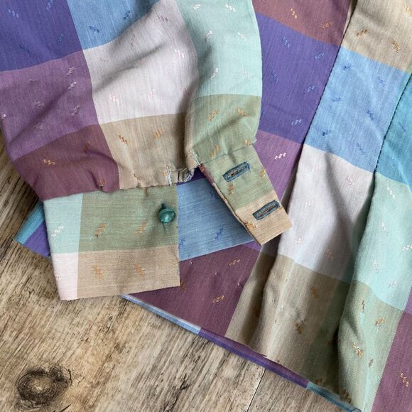 Spare Parts Button Up Women's M Plaid Cottage Core Retro Vintage Blue Purple - Picture 10 of 12